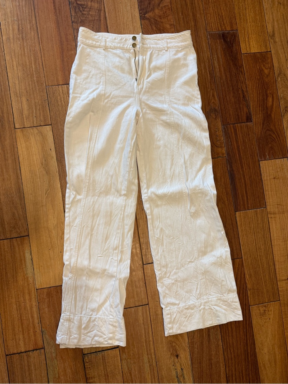 Ann Taylor White Straight-Leg Chinos
